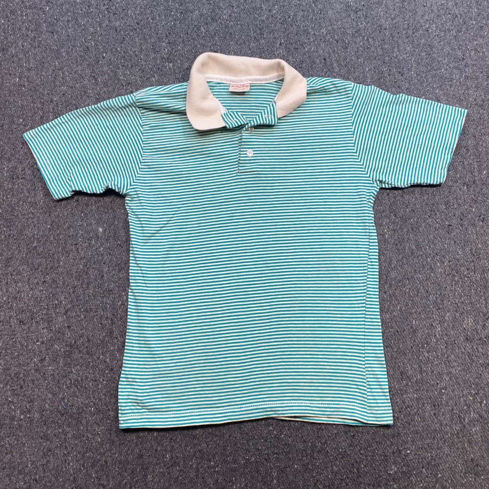 Michael Scott Polo Sz M Men Teal White Stripe Retro Skater Made in USA 90s Shirt